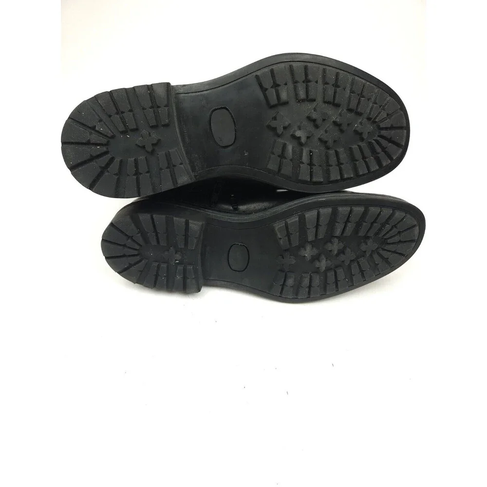 Bruno Magli Combat Motorcycle Black Boots Size 10 Black Leather High Buckle Tie